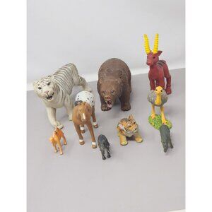 Vintage Wild Animal Figurines‎ 9 Collectible Toys Plastic Safari Zoo Models